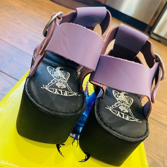 Fly London Purple Leather 90s Platform Sandals - Picture 6 of 15